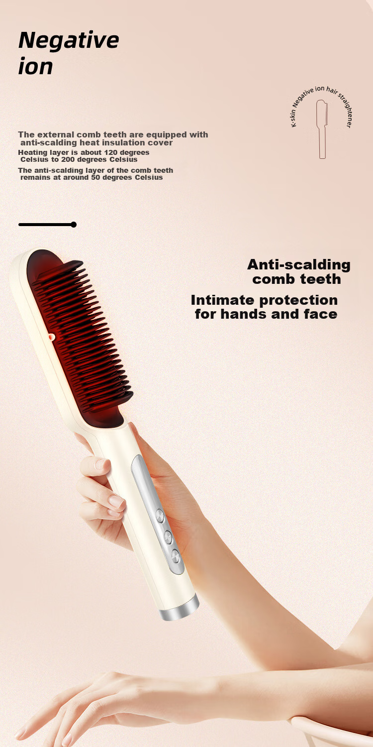 Jindao Ionic Straightening Brush, High Crown Volumizing Curling Iron, Anti-Frizz Flat Iron, Hair Styling Tool KD380K White Portable Travel Mid-Autumn Festival Gift Birthday Present 11
