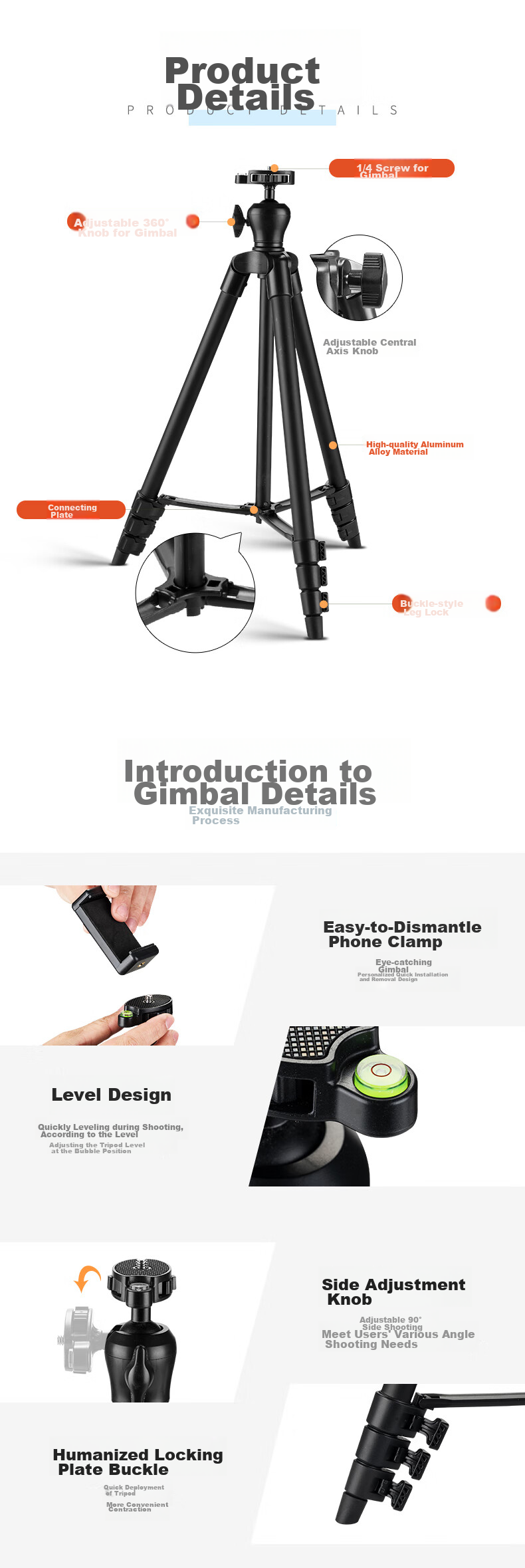 Weifeng WT-336 Spherical Gimbal Phone Live Streaming Stand Tripod, Lightweight Portable Selfie TikTok Short Video Recording Desktop Multifunctional Floor-Standing Outdoor Tripod 5