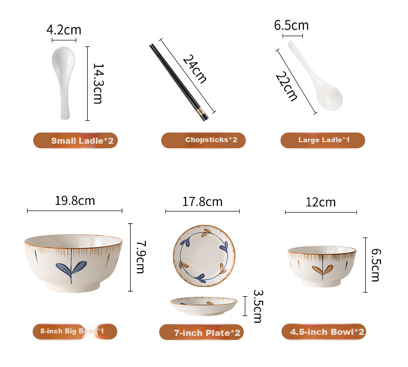 Hechuanwu Bowl And Plate Set, Home Use Tableware, Japanese Underglaze Color Dinnerware Set, Gift Box Packaging, 32-Piece Orchid Pavilion Preface Desig 4