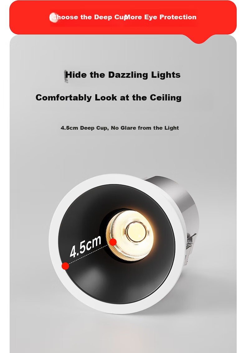 Jiandun Chuyun Full-Spectrum LED Mini Hill Spotlight, Recessed Wall Washer, Narrow Edge Deep Anti-Glare High CRI Subsidy Spotlight 16