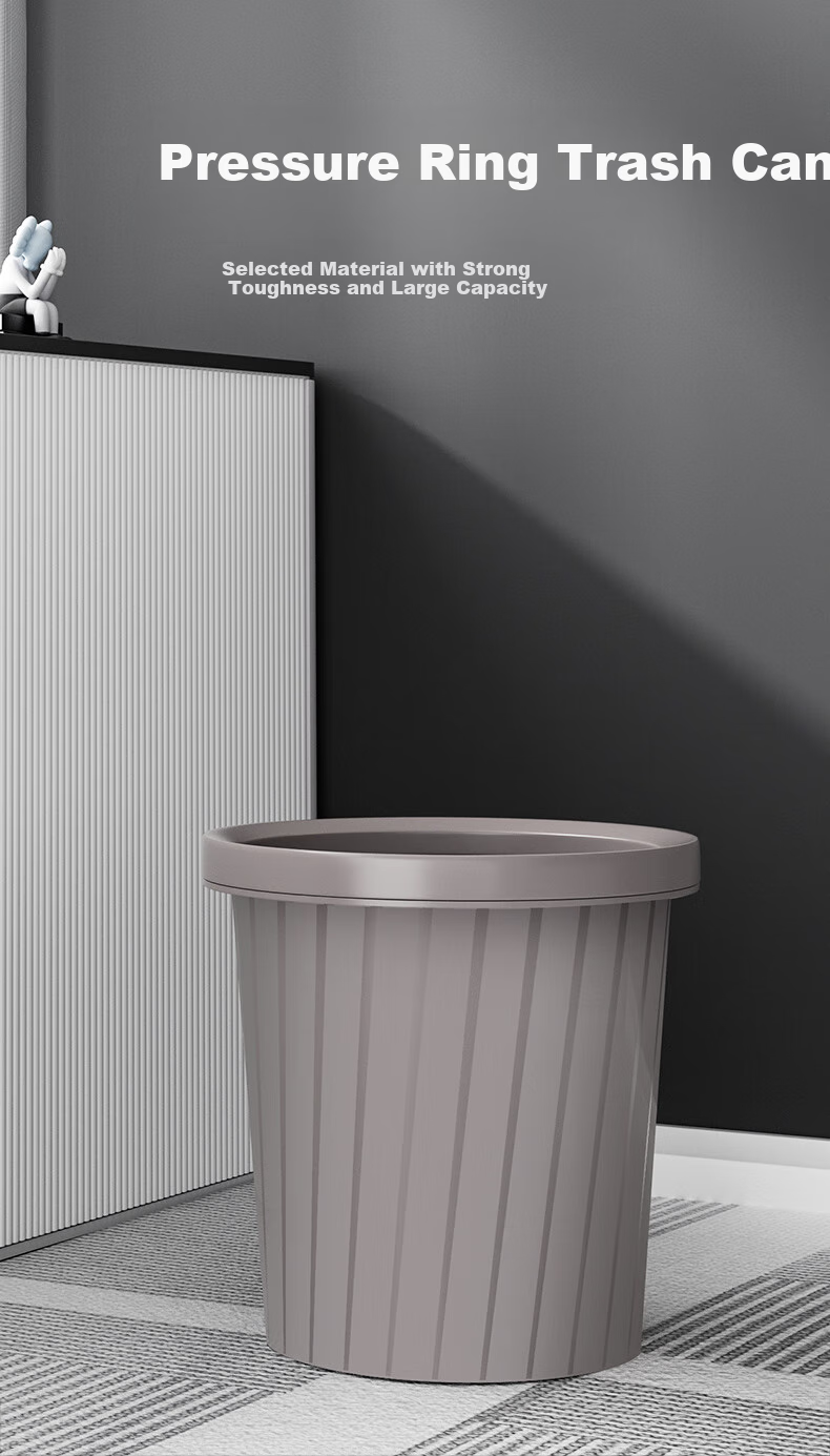 Baijiahaoshi Household Trash Can with Push-Down Lid And Foot Pedal, 20L Cream White, for Kitchen, Bathroom, Living Room And Bedroom, with Lid And Wastebasket 1