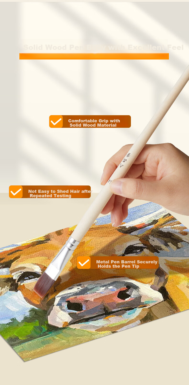Liupintang Gouache Paint Brush Set, Acrylic And Watercolor Brushes, Art Student Specialized Painting Nylon Brush, Natural Wood Handle Gouache Brush, Beginner Student Tool Kit 4