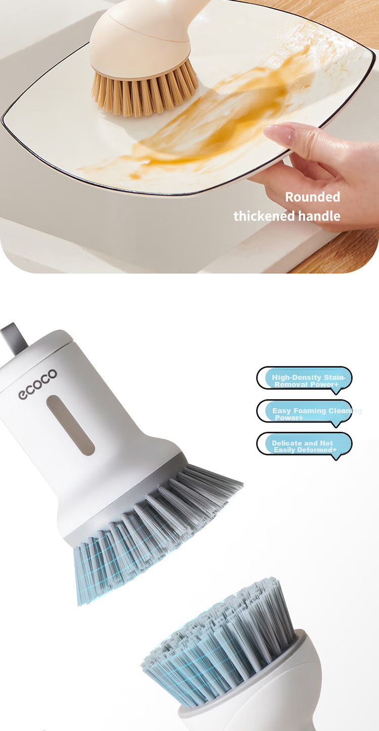 Ecoco Cup Brush Water Cup Cleaning Tool Baby Bottle 3-in-1 Multifunctional Long Handle Cup Brush E25203 White 7