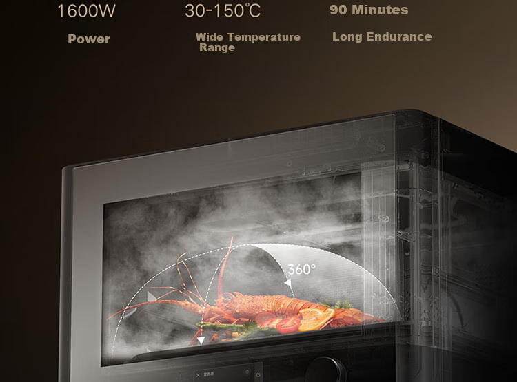 Mijia Xiaomi Smart Multi-Function Steaming, Baking, Frying And Stewing Machine 28L, Variable Frequency Microwave Oven Air Fryer Steamer Oven, Ceramic Inner Pot, Steam Exhaust Outside, First-Class Energy Efficiency P1 27