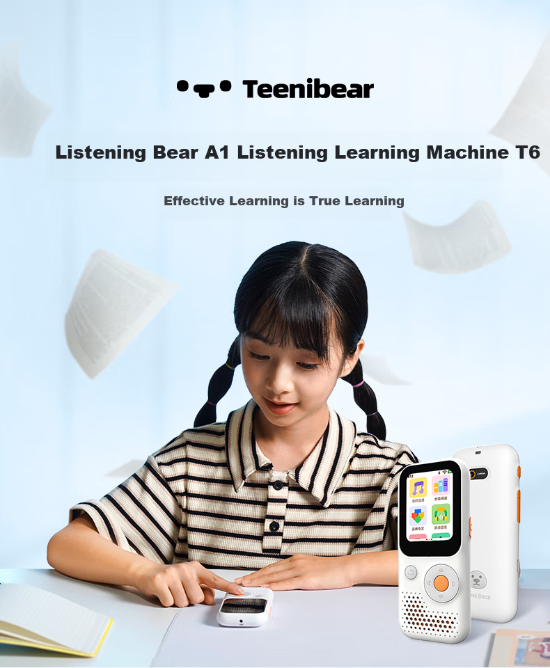 Tinglixiong T6 English Listening Companion, MP3 Player for Ear Training And Listening Practice, Portable Player with Repeater Function, Storytelling Machine, Tape Player, Pocket-Sized Learning Device, White, 64GB 3