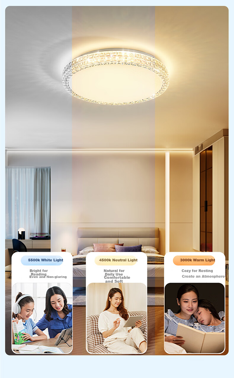 HP Bedroom Ceiling Light Pure Eye Protection LED Luxury Crystal Room Lamp Zhongshan Lighting Zhenzhiguang 2