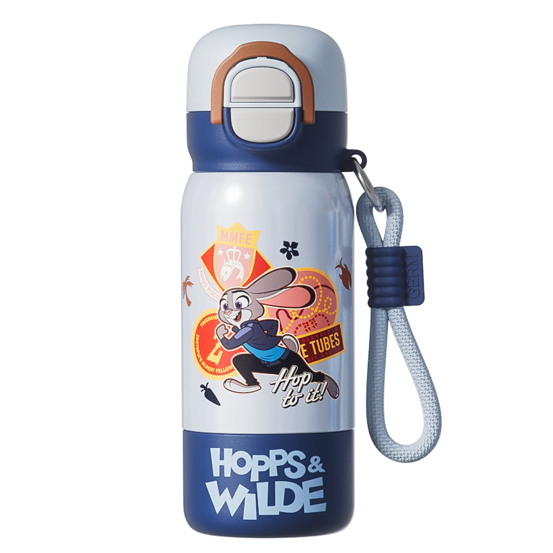 Germ Zootopia Children's Insulated Water Bottle with Straw Dual Drinking 500ml Judy School Student Cup for Boys and Girls