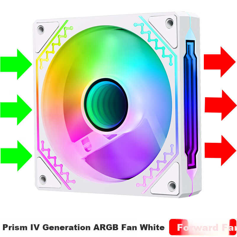 Wanjia Lejing Fourth Generation ARGB White Forward Airflow Fan, Case Cooling 12CM Fan with RGB Synchronization, 5V 3-Pin ARGB PWM Temperature-Controlled Speed Adjustment