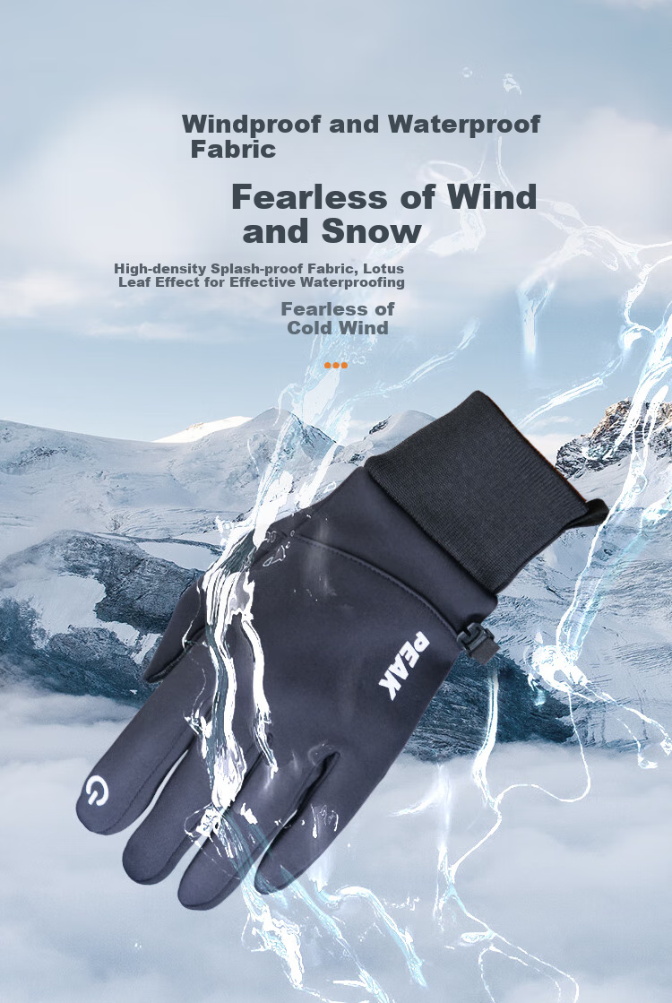 Pike Cycling Gloves for Men And Women, Autumn And Winter Waterproof Mountain Bike Warm Outdoor Sports Hiking Non-Slip Touchscreen Compatible, Gray 3