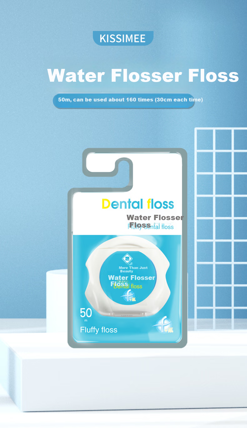Kissimee Water-Flossing Dental Floss Picks 50m*3, 480 Uses, Fluoride-Added Wax Orthodontic Flat Floss, Ultra-Thin Smooth Toothpicks, Portable 1