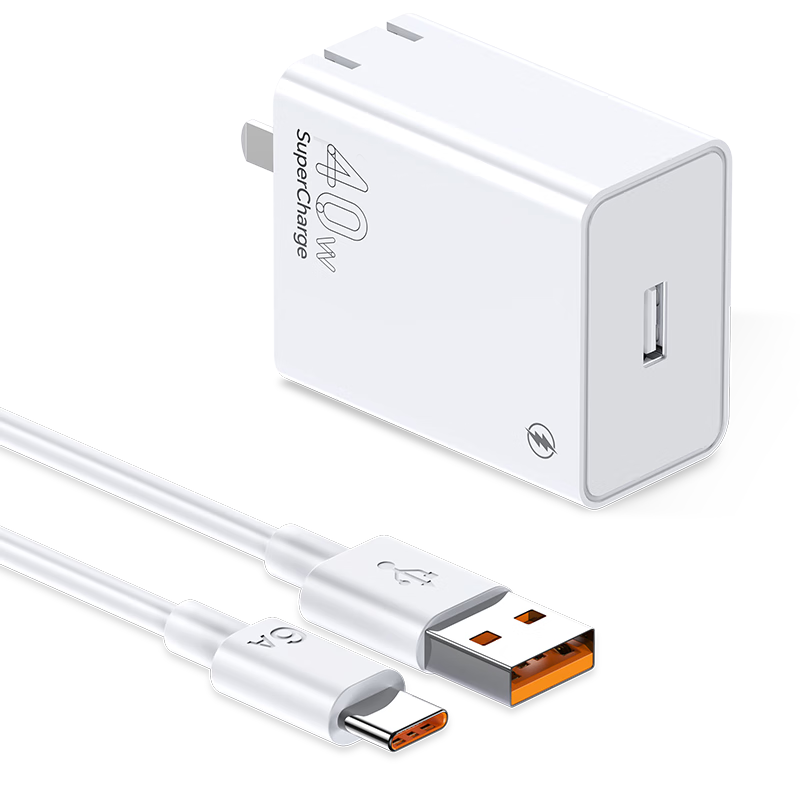 BIAZE Compatible with Huawei Super Fast Charging 40W Charger Set: USB Charging Head + 6A Data Cable, 100W Fast Charging Cable, 1 Meter, for Mate70/60pro/pura/P40 Honor Phones