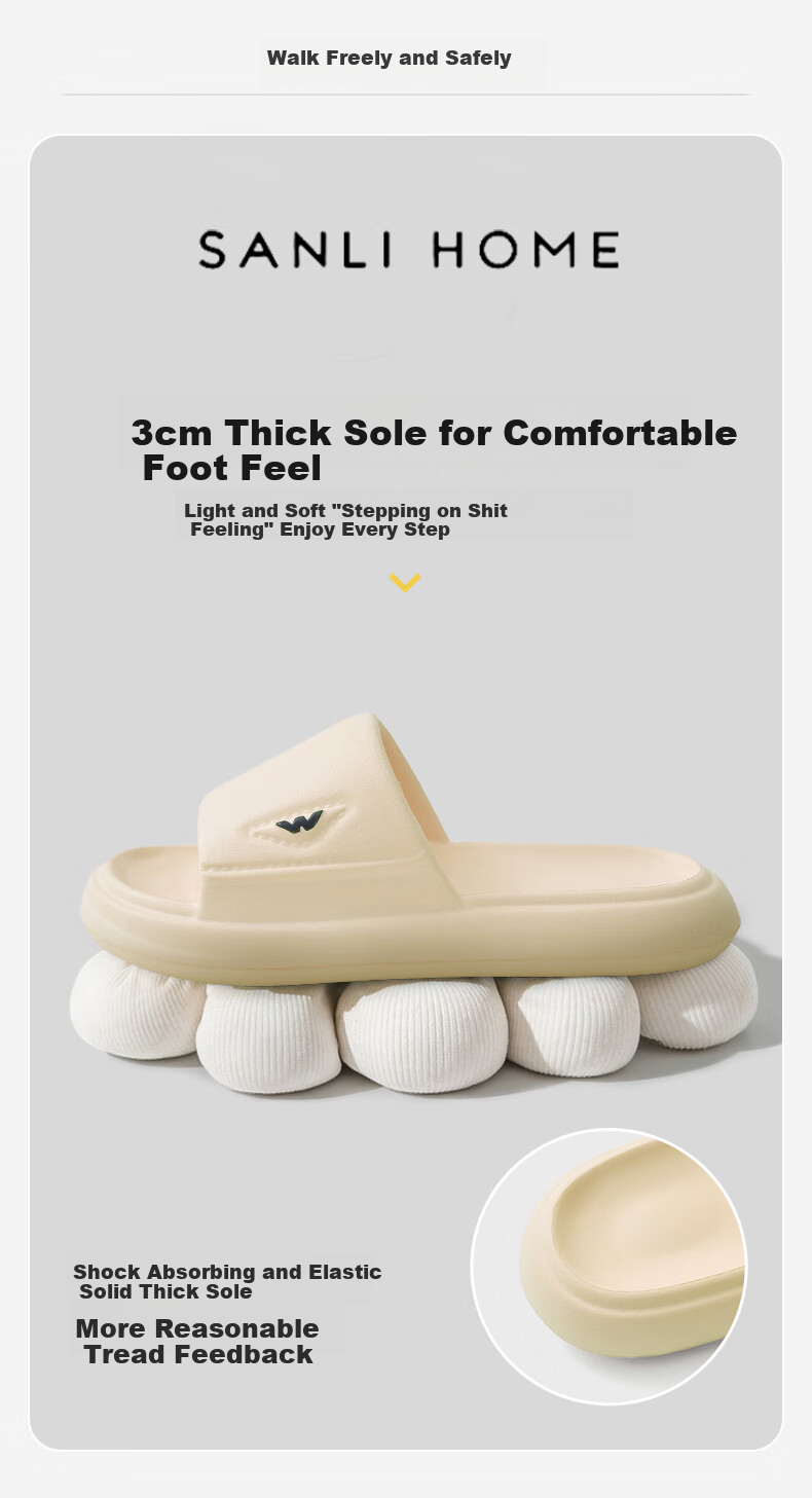Sanli Slippers for Women, Summer Indoor Home Bathroom Shower Non-Slip EVA Couple Sandals for Men, Gray, Size 42/43 7