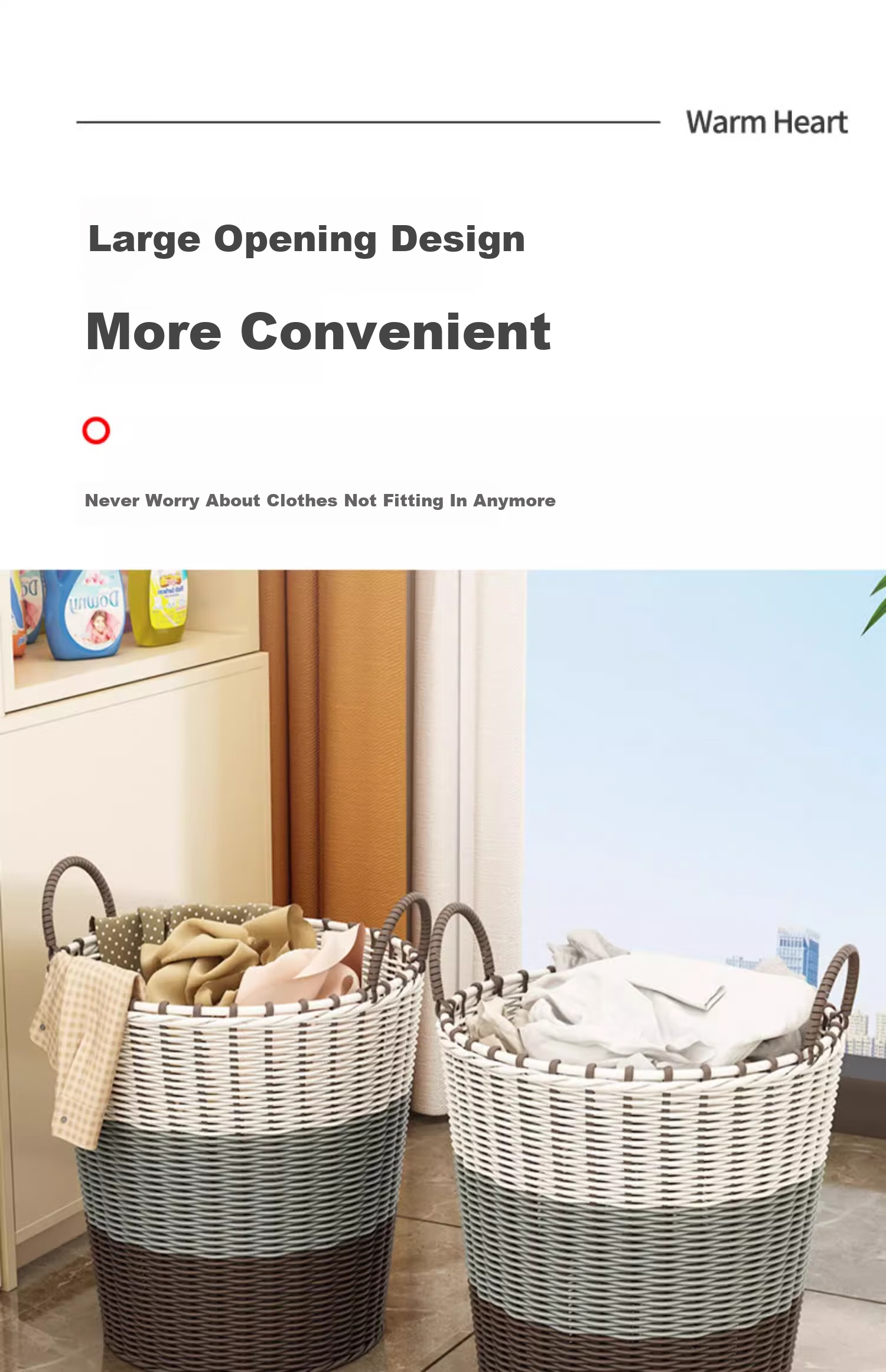 Jiadu Laundry Hamper, Clothes Storage Basket, Bathroom Changing Basket, Dirty Laundry Basket, Household Toy Storage Bi 10