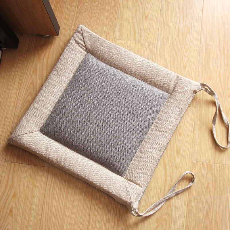 Fan Ye Linen Breathable Square Seat Cushion with Ties, Long-lasting Comfort for Home and Office, Dining Chair Cushion, All-Season Use