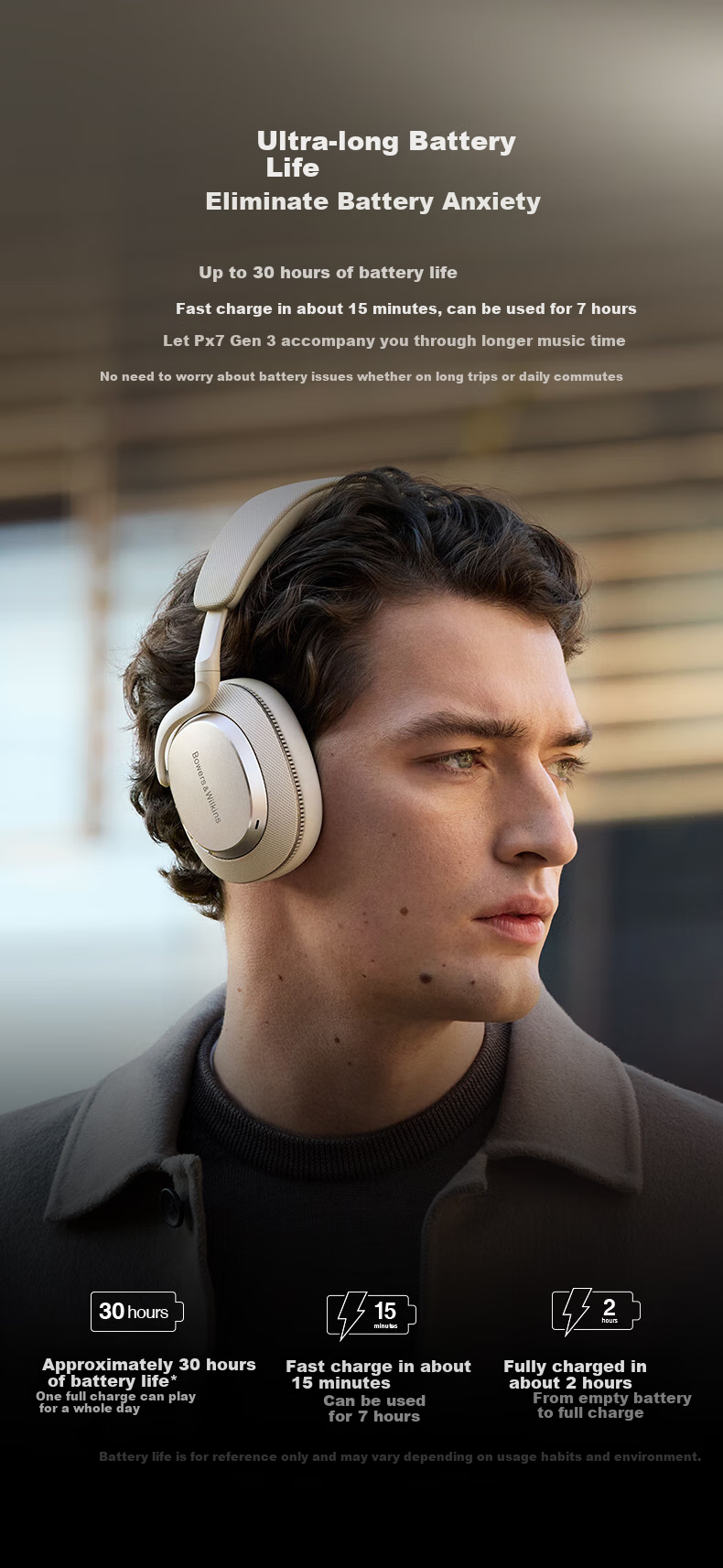 Baohuaweijian Px7S3 Over-Ear Bluetooth Headphones [Price Protection Double 11] HiFi Sound Bowers & Wilkins Active Noise Cancellation Wireless Earphones Not Compatible with Huawei Apple, Xuan Tie Black 8