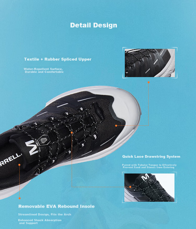 Merrell Outdoor Hiking Shoes, FREE STRIDE Model for Men And Women, Shock-Absorbing Non-Slip Mountaineering Shoes, Black, Size 45 5
