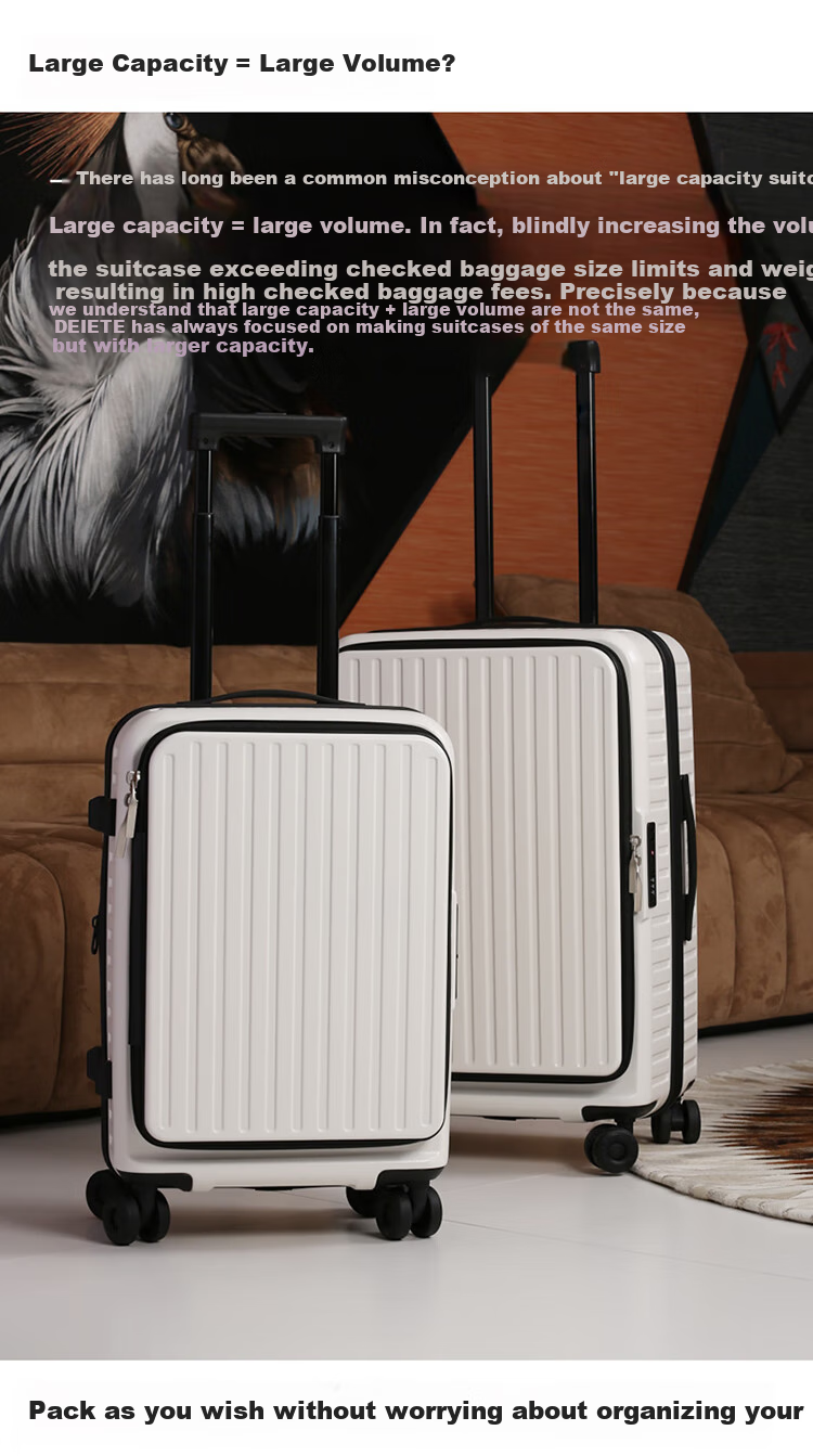 DELETE New Side-Opening Expandable Large-Capacity Suitcase for Women And Men, Carry-On Luggage with Password Lock, Dark Gray, 24 Inches 5