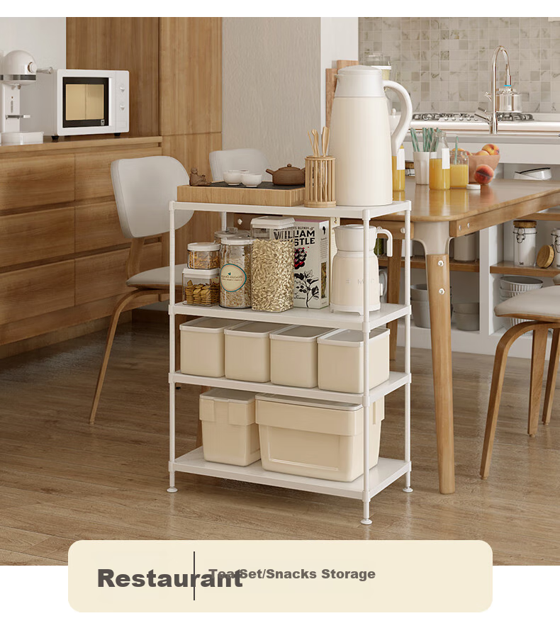 Chuanjing Kitchen Storage Rack, Floor-Standing Three-Tier Storage Shelf, Multifunctional Iron Art Storage Rack, Household Shelving Unit, Flower Stand, Small Bookshelf 3