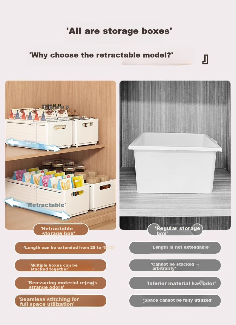 Jiadu Extendable Storage Box, Drawer-Style Desktop Snack Organizer, Kitchen Storage Container, Deep Cabinet Storage Box 1