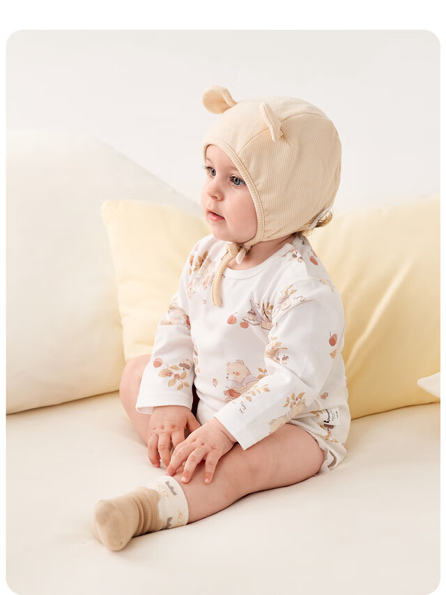 TONGTAI Baby Romper, Spring And Autumn Pure Cotton Infant Onesie, Newborn Clothes, Bodysuit, Sleepwear, Blue, 59cm 2