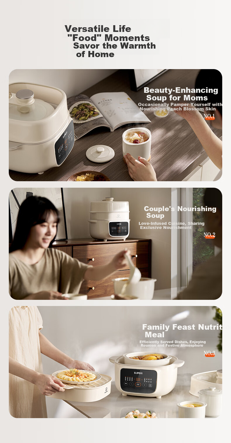 SUPOR Electric Stew Pot, Double Boiler Soup Pot, Bird's Nest Stew Pot, Baby Porridge Cooker, Electric Stew Pot 4.5L for Home Use, Steaming And Stewing, Micro-Pressure Electric Stew Pot DZ25YC891 11