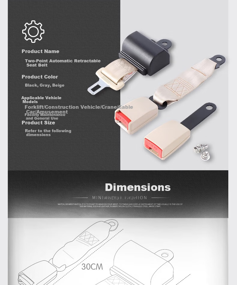Ougude A068 Two-Point Safety Belt, Manual Two-Point Amusement Park Maintenance Safety Belt, Forklift Engineering Vehicle Emergency Brake Strap, B7 Simple Black 2