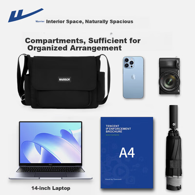 Huili Crossbody Bag, Large Capacity for Men And Women, Casual Shoulder Bag for School, Simple Versatile Lightweight Tablet Bag, Messenger Bag for Students