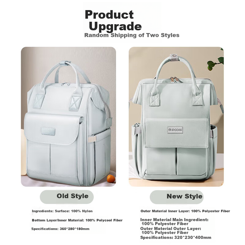 Aibaoshi Mommy Bag, Backpack, Multifunctional Breast Milk Carrier, Large Capacity, Baby Outdoor Lightweight Maternity Bag, Panpa Gray M366