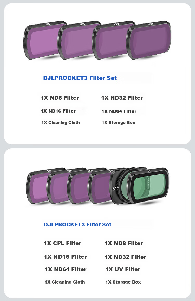Yingshijiang Pocket 3 Filter Magnetic Quick-Release Adjustable ND Neutral Density Filter Set, 1/4 Black Soft CPL Polarizing Starlight, Pocket Camera Lens Accessories, Teleconverter 14