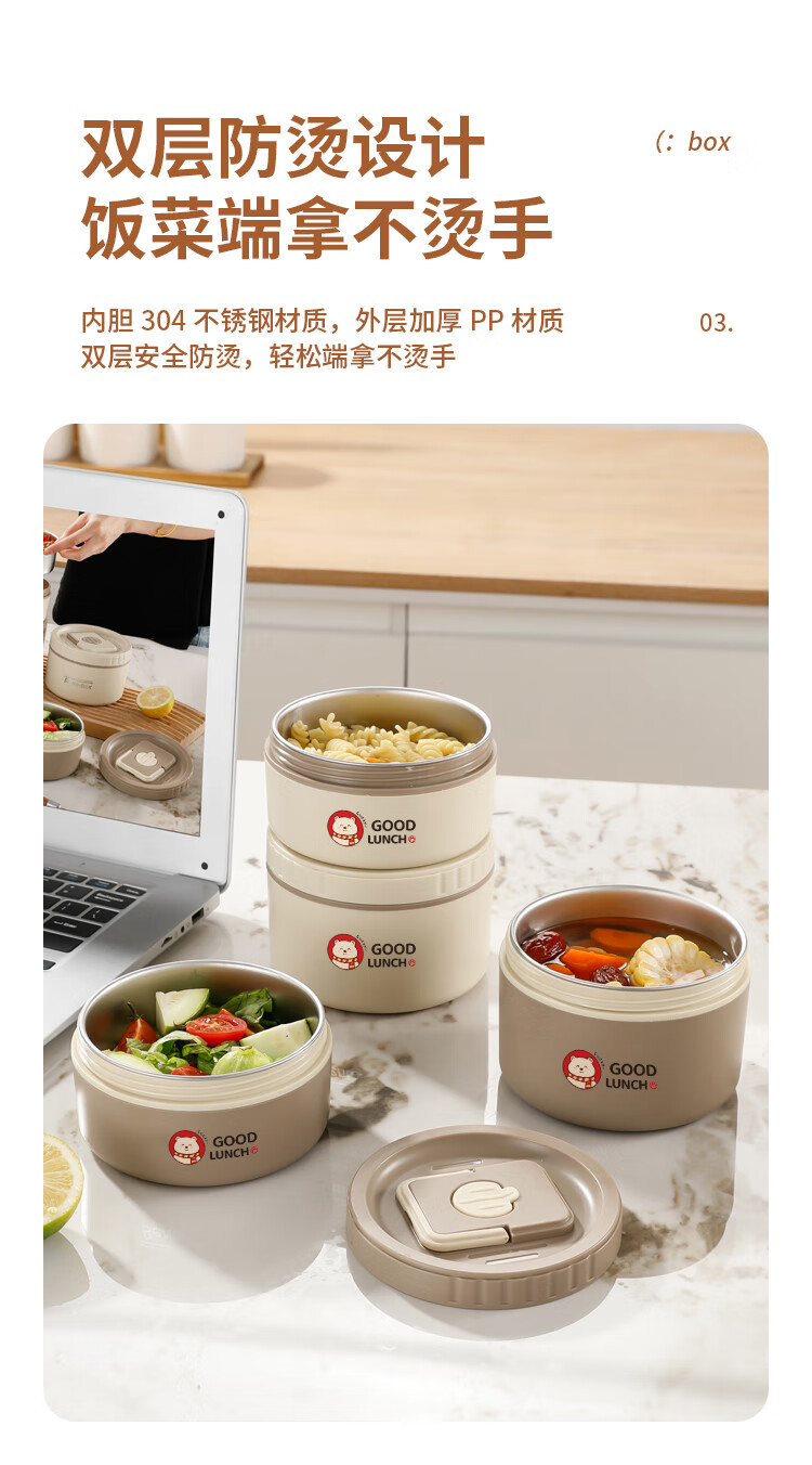 Licheers Insulated Lunch Box 304 Stainless Steel Multi-layer Thermal Container Large Capacity Microwaveable Bento Box for Students and Office Workers 7