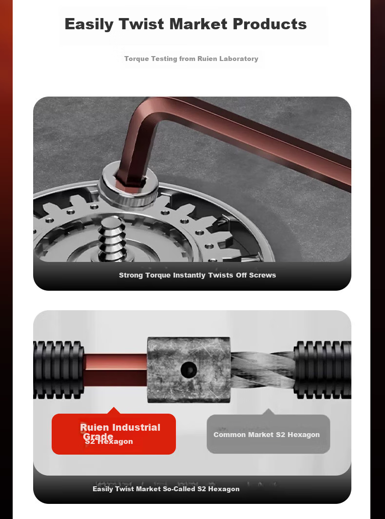 Ruineng Hex Key Set with Ball-End And Flat-Head Wrenches [Extended And Flat Dual-Use] 9-Piece Set 6
