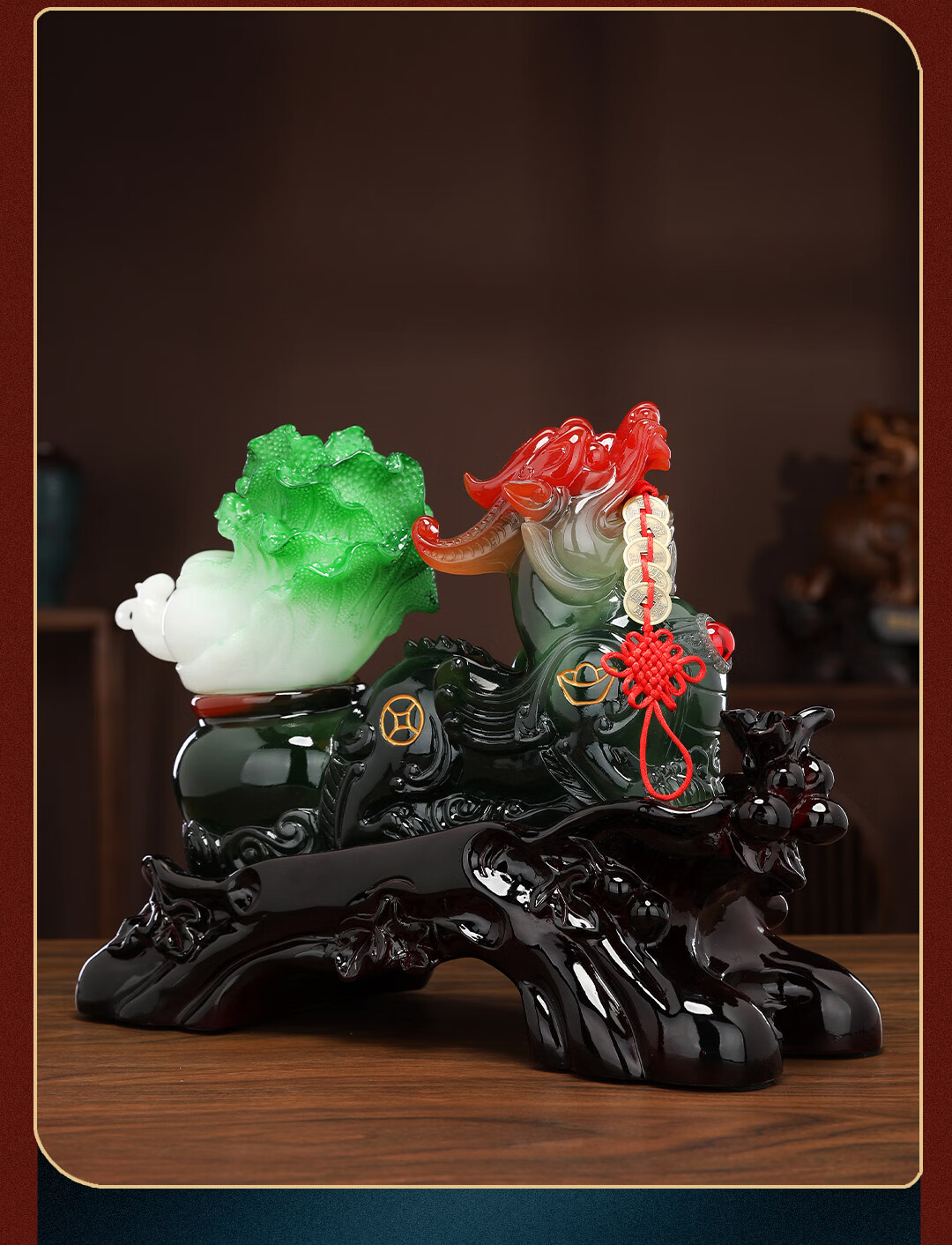 Heshengtang Cabbage Figurine Wealth Bowl Ornament High-End Grand Opening Gift Housewarming Decoration Office Living Room Entryway Decor 4