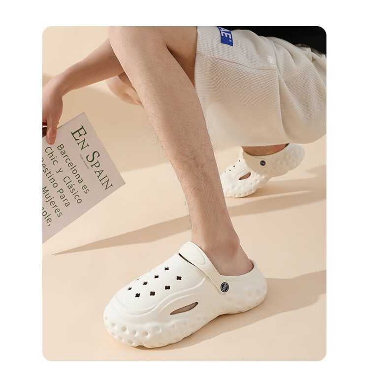 GUOLUOFEI Baotou Slippers Men Outdoor Summer Thick Sole Non-slip Beach Women's Sandals White Size 40-41 9