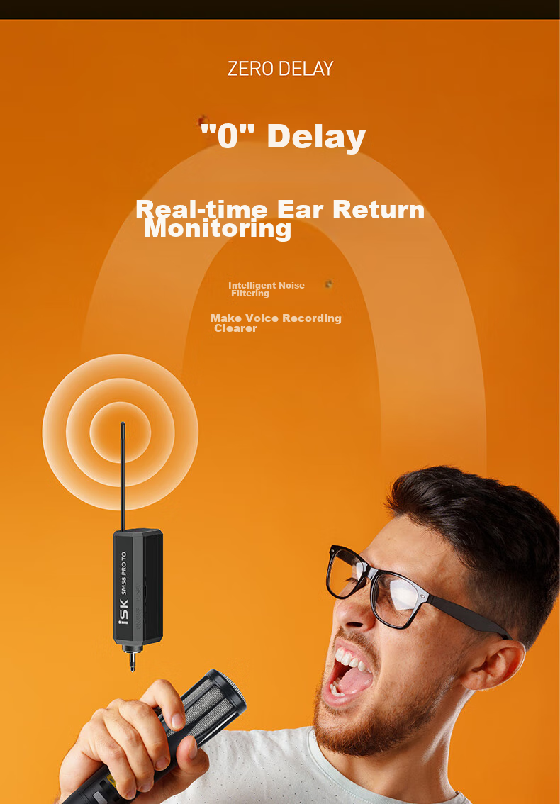 ISK SM58Pro Professional Wireless Dynamic Microphone with Sound Card Set for Singing, Shouting, Outdoor Performances, Live Streaming, Karaoke Recording Equipment Microphone Kit 10