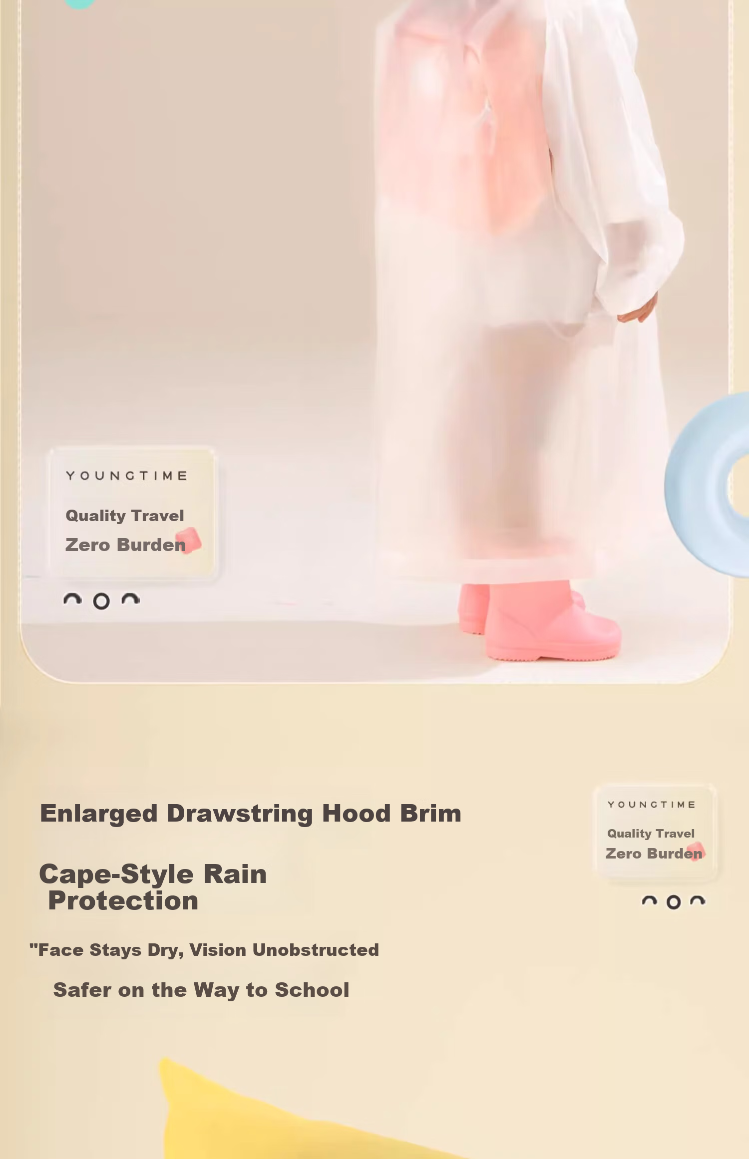 Youshiguang Disposable Raincoat for Children, Thickened Transparent, Enlarged, for School Backpack, Spring Outings, Elementary School Rain Poncho for Boys And Girls 4