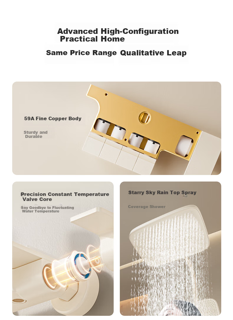 Micoe M3+Pro Thermostatic Shower Set Four Seasons Bathroom High-Pressure Shower Head Milk White 2