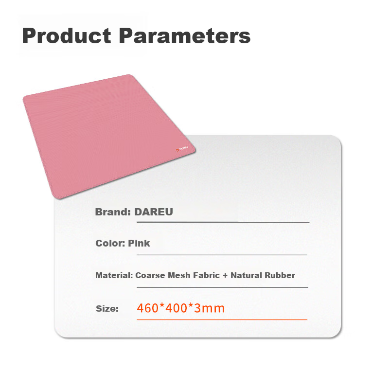 DAREU Gaming Mouse Pad, FPS Smooth Thickened Mouse Pad, Sweat-Resistant Wear-Resistant Large CSGO/War Table Mat, Grid Coarse Surface 460*400*3mm Pink