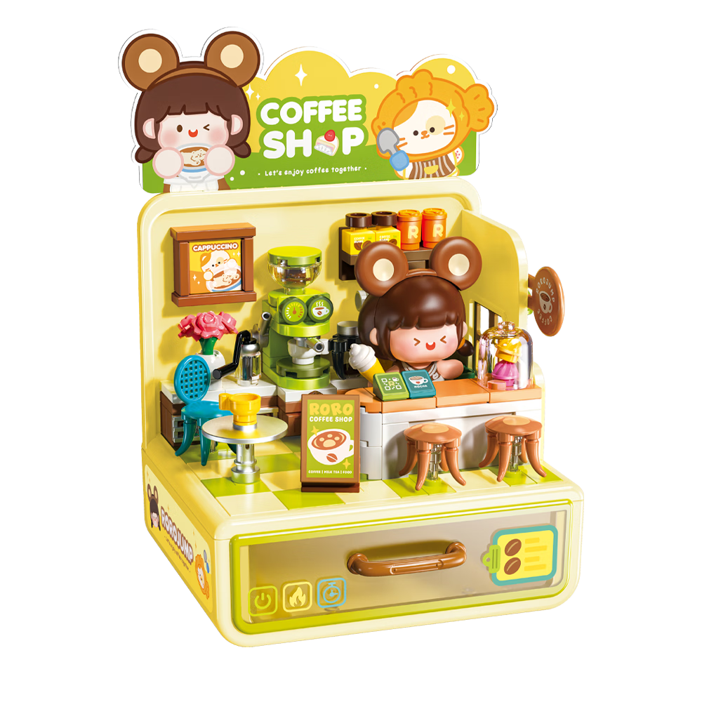Femibox Compatible LEGO Children's Building Blocks Toy Birthday Gift Meat Sauce Shop Manager's Diary - Coffee Shop S44058
