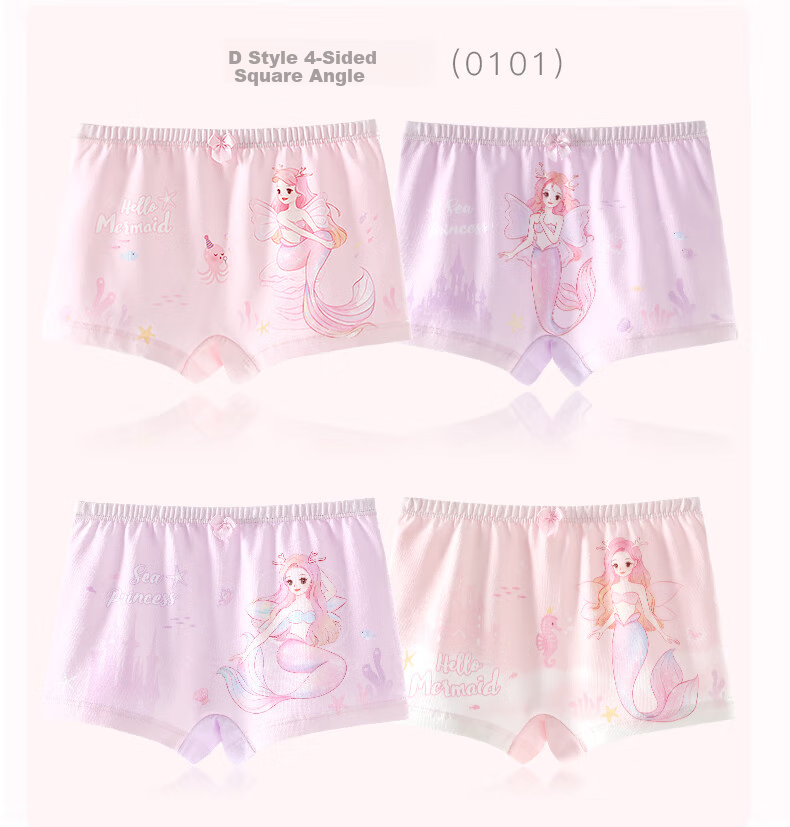 Duomiaowu Girls' Antibacterial Breathable Underwear, Children's Boxer Briefs, Girls' Triangle Shorts, K00060 Triangle Panties, Size 140 11