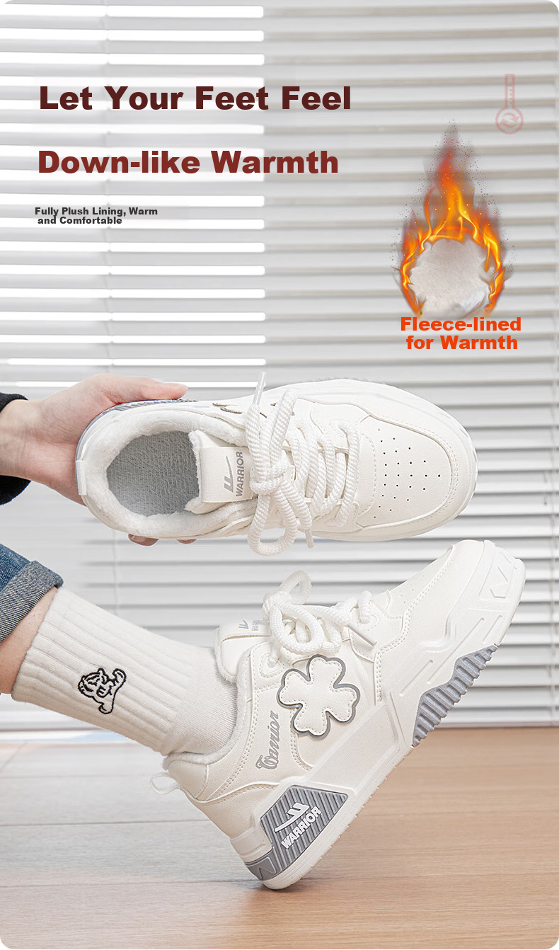 Huili Women's Sneakers with Fleece Lining for Warmth, Winter Leaf Pattern New Design Shoes for Women, White Light Gray, Size 35 1
