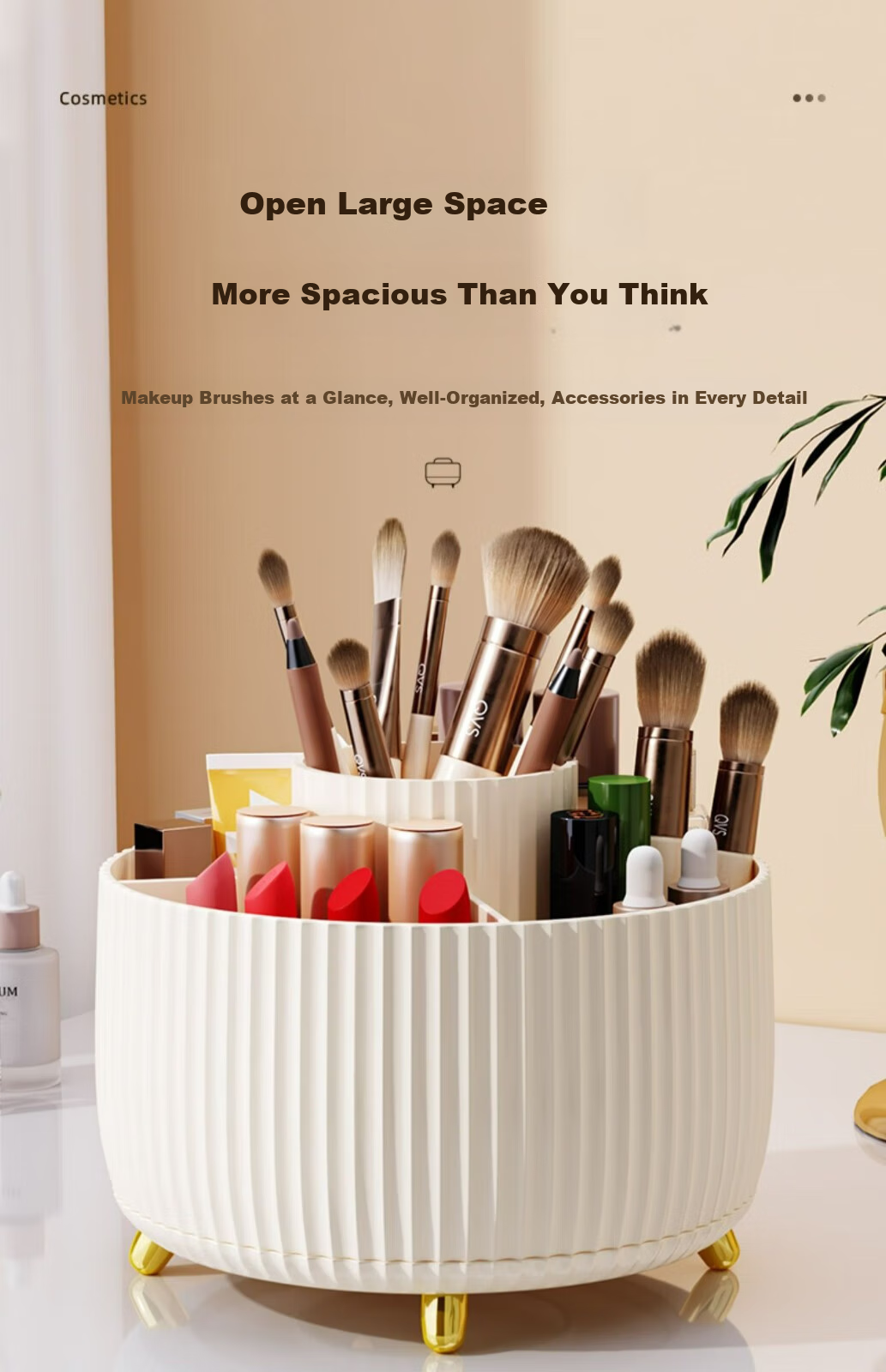 Jiadu Cosmetic Storage Box, Rotating Makeup Brush Holder, Dressing Table Desktop Pen Holder, Lipstick And Eyeshadow Organizer Rack 7