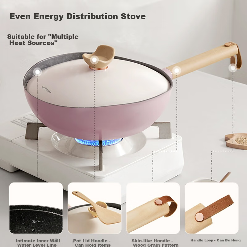 Сковорода Lanmi Titanium Non-Stick Wok, 30 см, с антипригарным покрытием, для дома, подходит для газовых, индукционных и открытого пламени