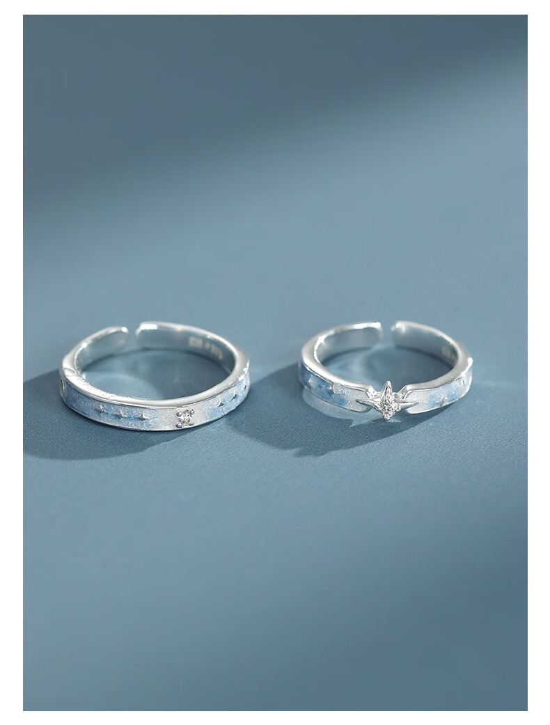 CHOW TAI SENG Night Star Couple Fluorescent Enamel Ring Creative Design Boyfriend Men's Ring 4