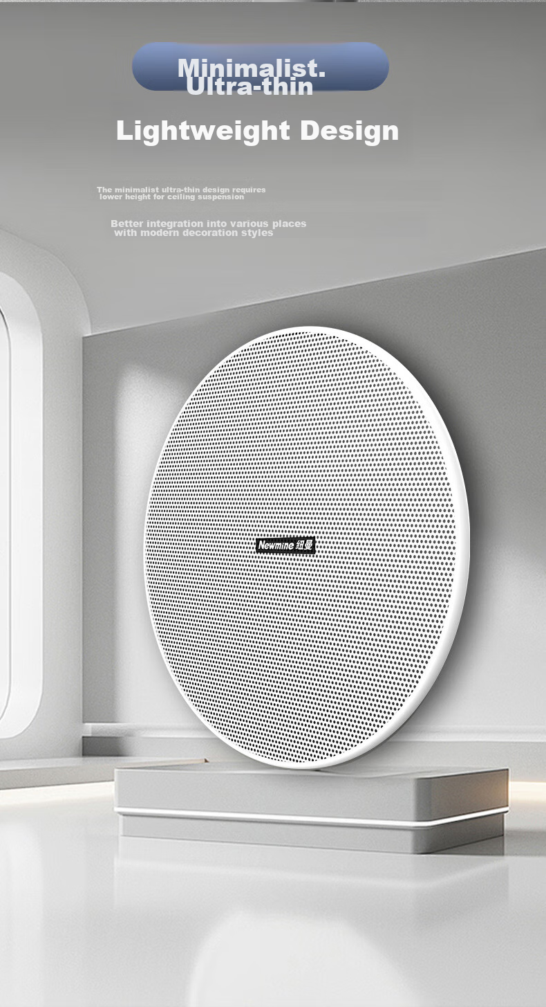 Newmine ND-12Y Constant Voltage Ceiling Speaker, Recessed Background Music Sound System for Suspended Ceilings, Embedded Public Address System for Shopping Malls And Stores, 6 Inches 3