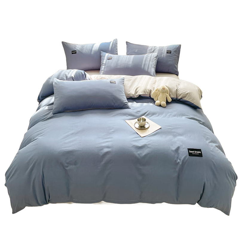 MUJI 100% Cotton 4-Piece Bedding Set 1.5/1.8m Bed Linen Rental Home Comfortable Skin-Friendly Pure Cotton Sheet Duvet Cover 200x230cm