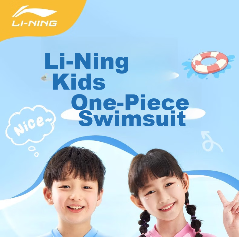 Li-Ning Children's Swimsuit One-Piece Square-Leg Swim Trunks Surfing Suit Quick-Dry Hot Spring Swimwear for Boys And Girls Aged 3-6 1