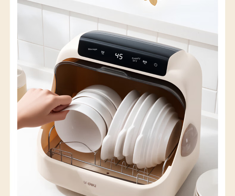 Deli Baby Bottle Sterilizer with Drying UV Sterilization Machine, Mini Small Bowl And Chopstick Disinfection And Drying Machine, LD502 White 13