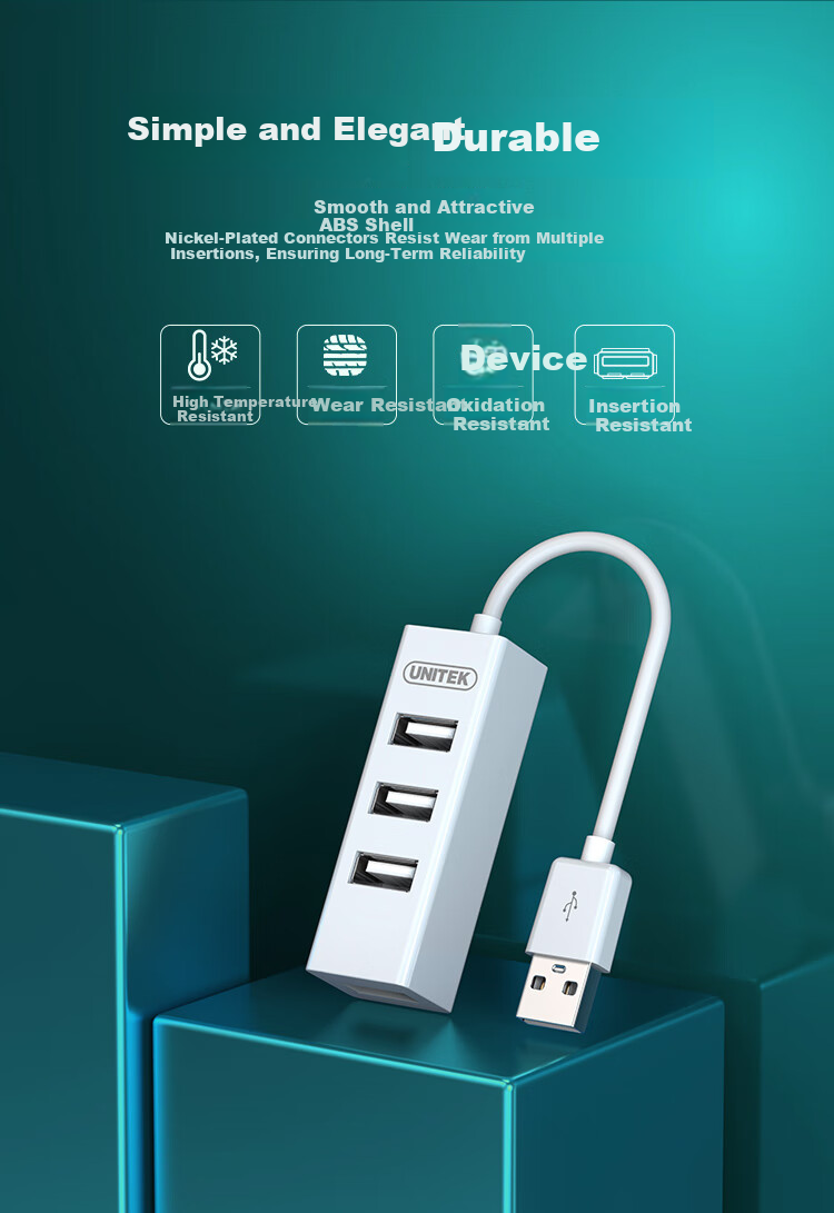 UNITEK USB 3.0 Hub, 4-Port Expansion Dock with Type-C Power Port, for Laptops And Desktop Computers, One-To Adapter for Keyboard, Mouse, USB Drive, 0.3 Meters 12