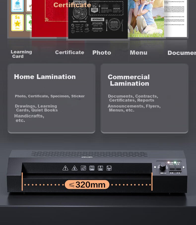 Deli A3/A4 Photo Laminator for Home And Office Use, Compatible with A3 And Smaller Laminating Pouches, Commercial Photo Laminating Machine, All-Metal Body GQ191 11