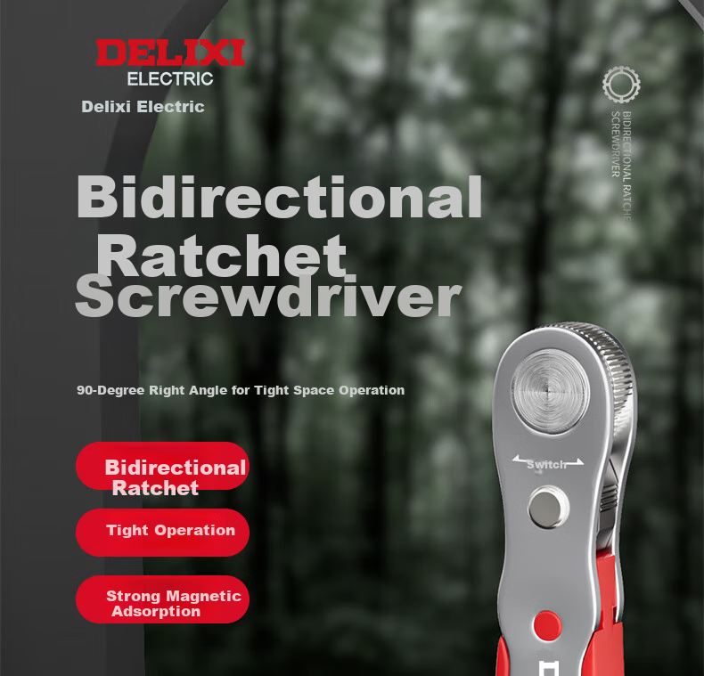 DELIXI Ratchet Screwdriver Set with Straight And Bent Heads, Cross And Flat Screwdriver Bits Kit 1